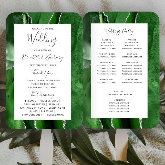 Abanico Programa de Boda Hunter Green Silver Agate (Subido por el creador)