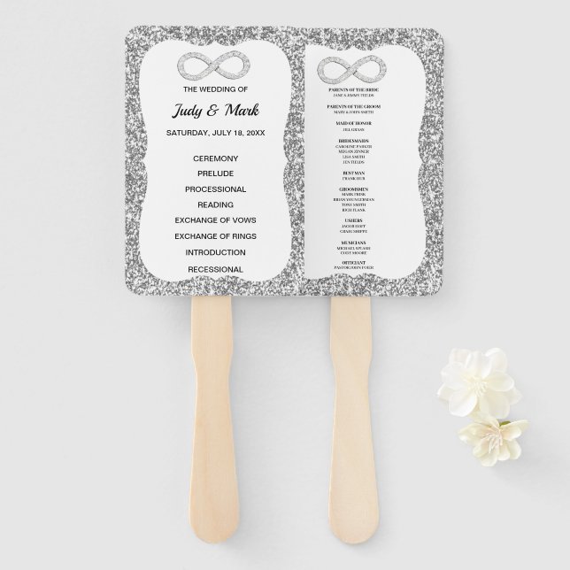 Abanico Programa de boda infinita de diamantes de Purpurin (Anverso y reverso)