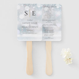 Abanico Programa de Boda Invernal con Monograma Elegante