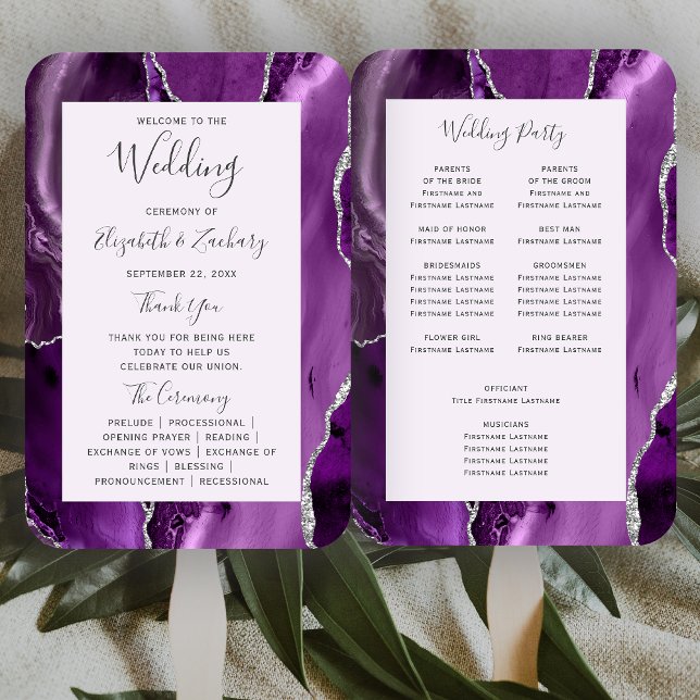 Abanico Programa de Boda Lavanda Agata Plateada Púrpura (Subido por el creador)