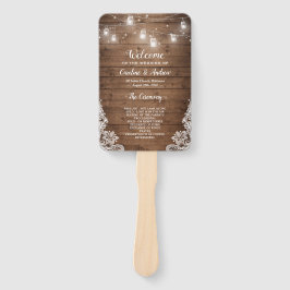 Abanico Programa de Boda Ligera Rustic Wood Mason Jar