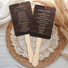 Abanico Programa de Boda Madera Oscura Rústica Marrón