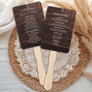 Abanico Programa de Boda Madera Oscura Rústica Marrón