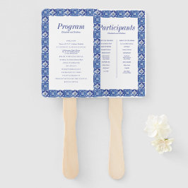 Abanico Programa de Boda Mediterránea Blanca Azul Moderna
