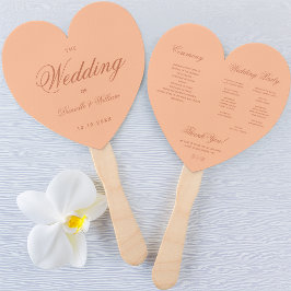 Abanico Programa de Boda Melocotón Marrón Simple Letra Cor