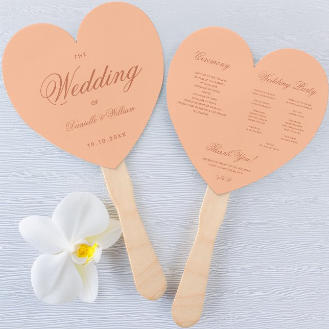 Abanico Programa de Boda Melocotón Marrón Simple Letra Cor (Subido por el creador)