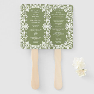 Abanico Programa de boda mexicano de Talavera verde salvia