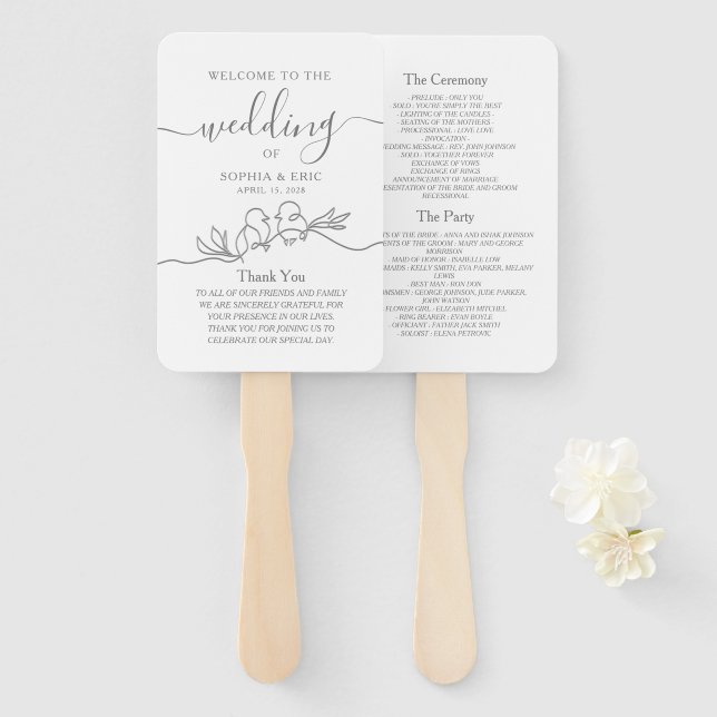 Abanico Programa de Boda Minimalista (Anverso y reverso)