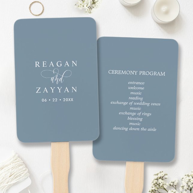 Abanico Programa de Boda Minimalista Azul Polvoriento (Subido por el creador)