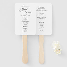 Abanico Programa de Boda Minimalista Blanco y Negro con Le