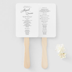 Abanico Programa de Boda Minimalista Blanco y Negro con Le