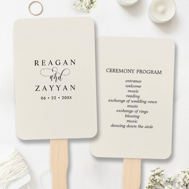 Abanico Programa de Boda Minimalista Crema Marfil (Subido por el creador)
