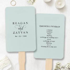 Abanico Programa de Boda Minimalista de Color Menta Pastel