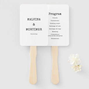 Abanico Programa de boda minimalista de máquina de escribi
