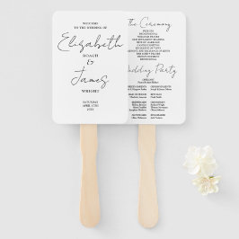 Abanico Programa de Boda Minimalista en Blanco y Negro con