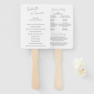 Abanico Programa de Boda Minimalista en Blanco y Negro Mod