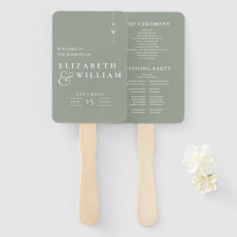 Abanico Programa de Boda Minimalista Monograma Verde Salvi