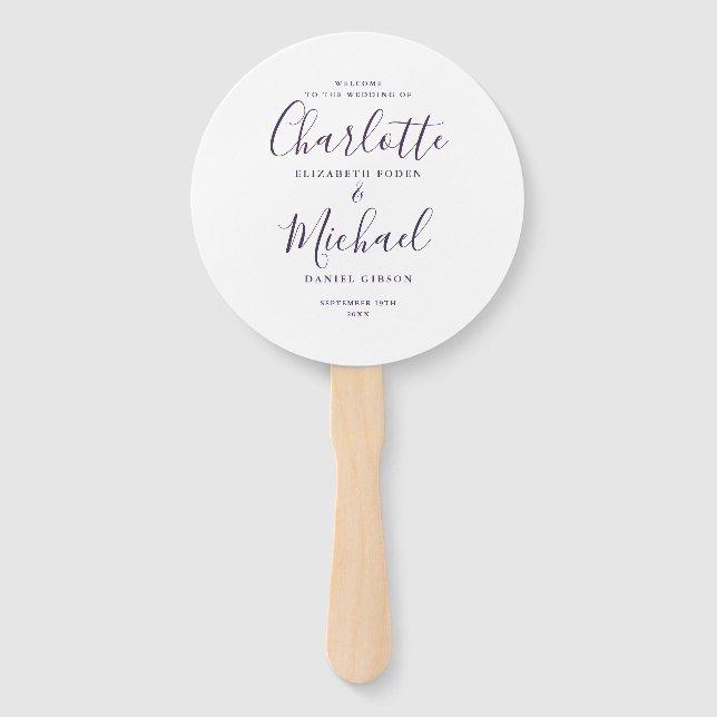 Abanico Programa de Boda Minimalista Morado (Anverso)