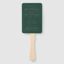 Abanico Programa de Boda Minimalista Oscuro Verde Dorado S