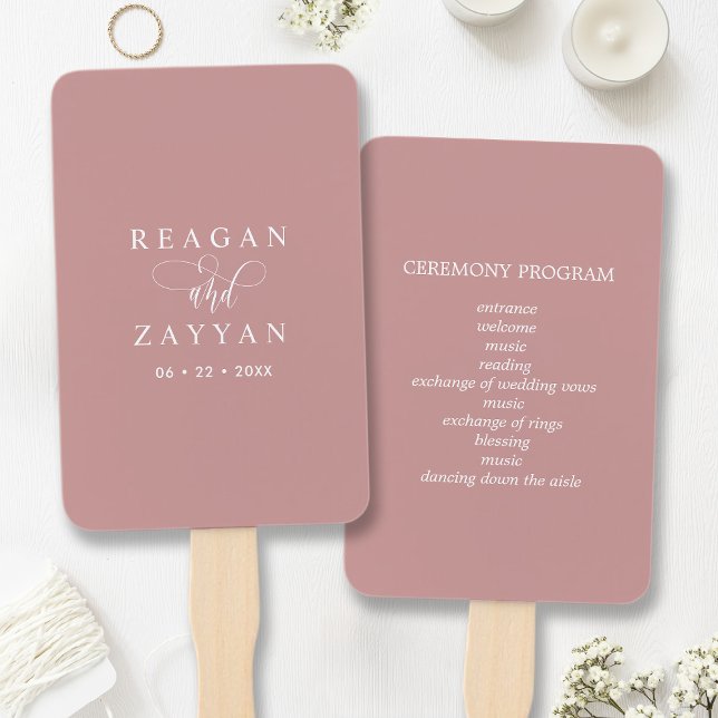 Abanico Programa de Boda Minimalista Rosa Polvo (Subido por el creador)