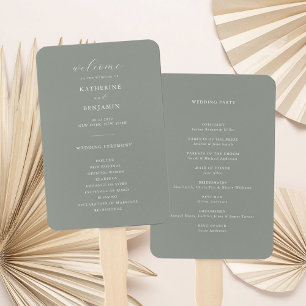 Abanico Programa de Boda Minimalista Verde Masaje Moderno