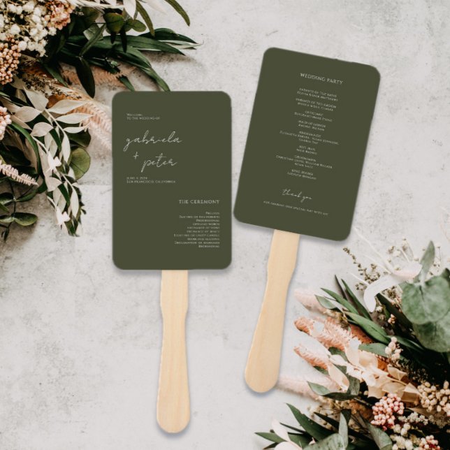 Abanico Programa de Boda Minimalista Verde Oliva (Subido por el creador)