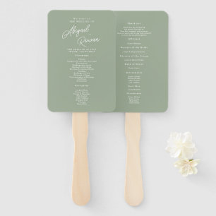 Abanico Programa de Boda Minimalista Verde Salvia