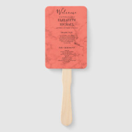 Abanico Programa de Boda Moderna de la Marina Coral Azul E