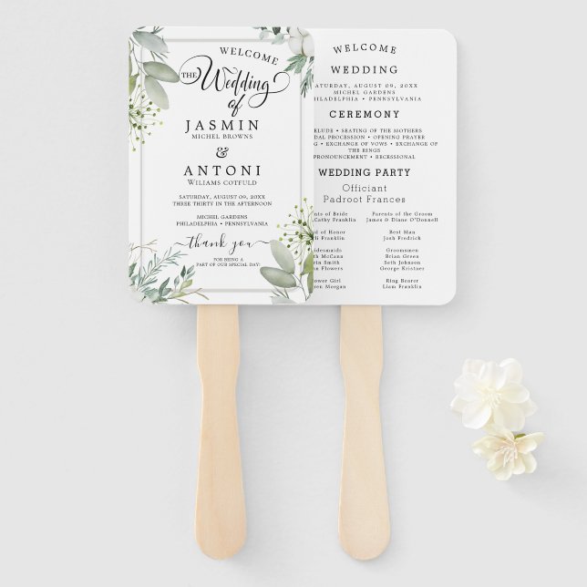 Abanico Programa de Boda Moderno  (Anverso y reverso)