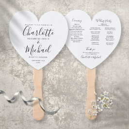 Abanico Programa de Boda Moderno Blanco y Negro Corazón