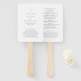 Abanico Programa de Boda Moderno Blanco y Negro Limpio