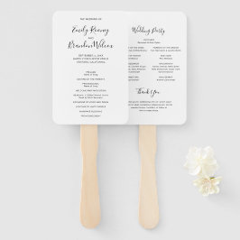 Abanico Programa de Boda Moderno con Letra Negra y Blanca