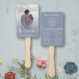 Abanico Programa de Boda Moderno Corazón Azul Polvoriento 