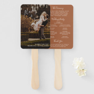 Abanico Programa de Boda Moderno de Terracota Elegante con