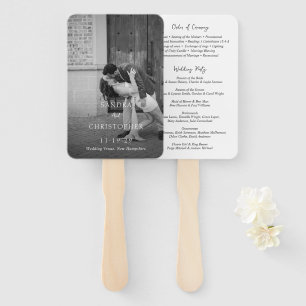 Abanico Programa de Boda Moderno en Blanco y Negro Elegant