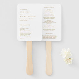 Abanico Programa de boda moderno minimalista en oro