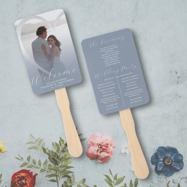 Abanico Programa de Boda Moderno Polvo Azul y Plateado Bla (Subido por el creador)