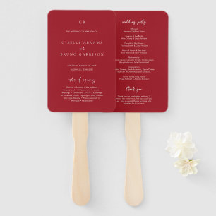 Abanico Programa de Boda Moderno Rojo Rubí Elegante