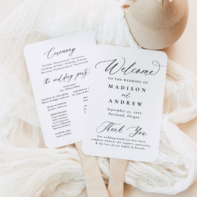 Abanico Programa de Boda Moderno y Elegante con Caligrafía (Subido por el creador)