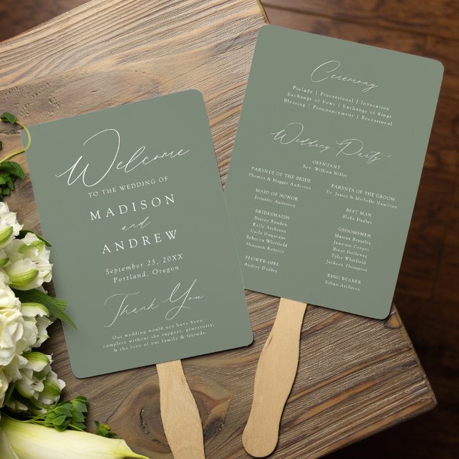 Abanico Programa de Boda Moderno y Elegante en Verde Salvi (Subido por el creador)