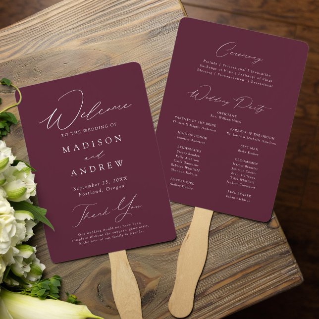 Abanico Programa de Boda Moderno y Elegante Morado (Subido por el creador)