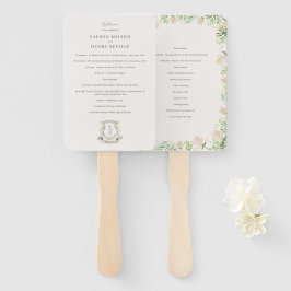 Abanico Programa de Boda Monograma Escudo Floral