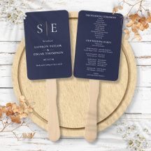 Programa de Boda Monograma Navy Blue And Gold