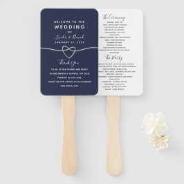 Abanico Programa de Boda Navy Blue Script