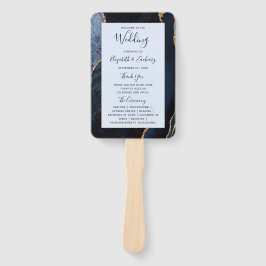 Abanico Programa de Boda Navy Gold Agate Pale Blue