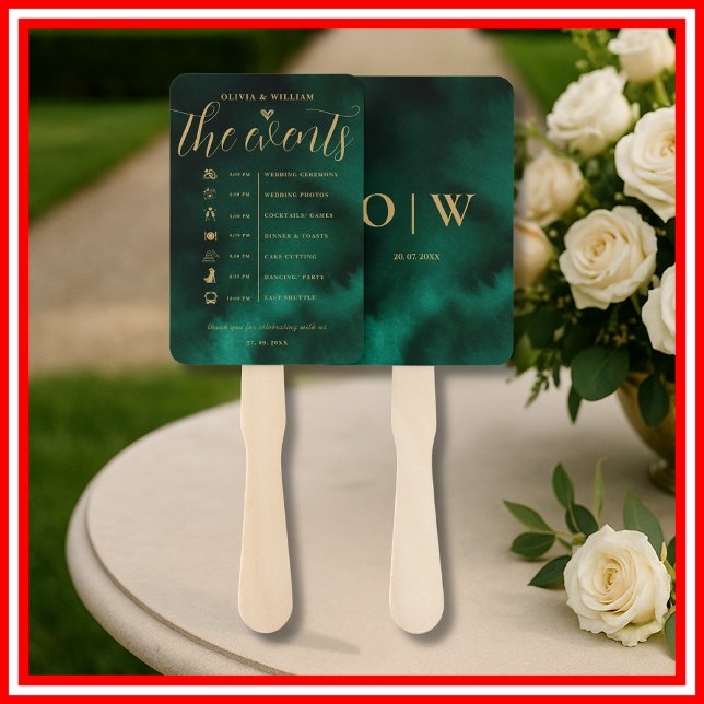 Abanico Programa de Boda Orden de Eventos Verde Esmeralda  (Subido por el creador)