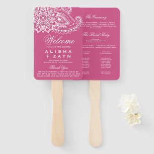 Abanico Programa de Boda Paisley Indígena Rosa