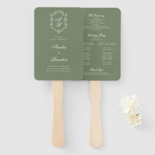 Abanico Programa de Boda para Escudos en Monograma Verde P