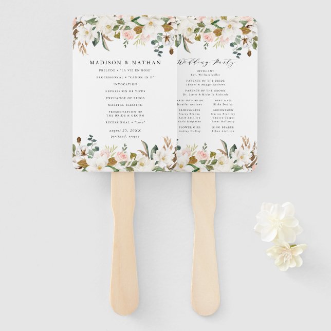 Abanico Programa de Boda Personalizado de Acuarela de Magn (Anverso y reverso)