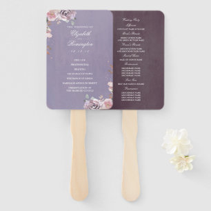 Abanico Programa de Boda Plum Mauve y Lilac Vintage Flora